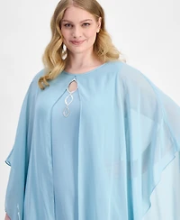Connected Plus Cape-Overlay Sheath Dress