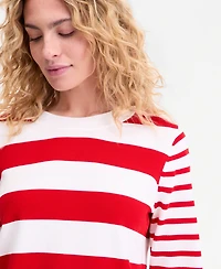On 34th Women's Mixed-Stripe Crewneck Sweater, Macy's Exclusive