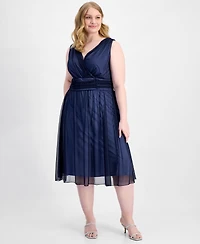 Connected Plus Sleeveless Chiffon Midi Dress