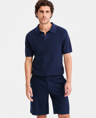 Alfani Men's Cotton Johnny Collar Short-Sleeve Sweater, Macy's Exclusive