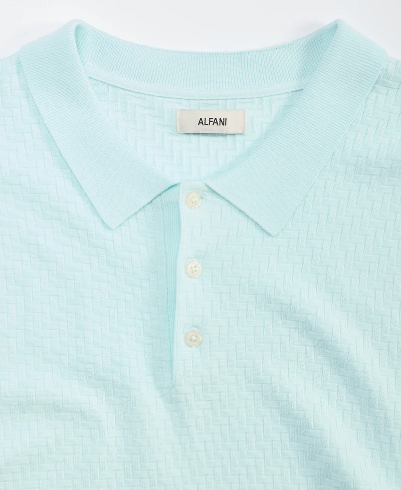 Alfani Men's Basketweave Short-Sleeve Polo Sweater, Macy's Exclusive