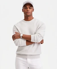 Alfani Men's Cotton Textured Crewneck Long-Sleeve Sweater, Macy's Exclusive