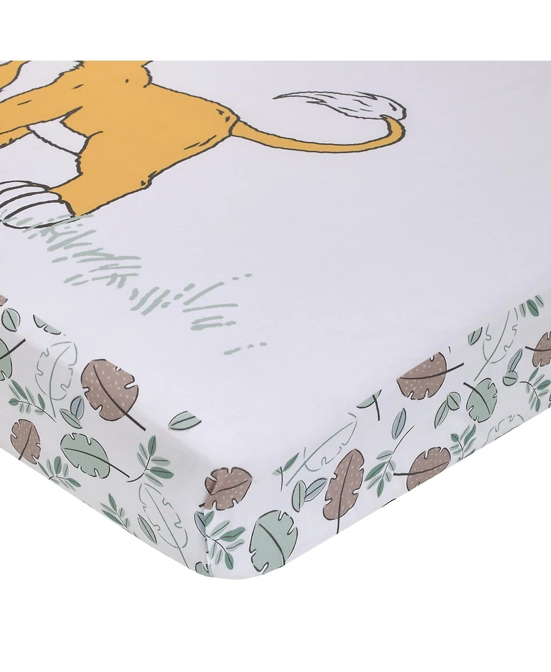 NoJo Disney Lion King Teal, Sage, White and Gold Simba Future King Cotton Photo Op Fitted Crib Sheet