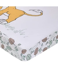 NoJo Disney Lion King Teal, Sage, White and Gold Simba Future King Cotton Photo Op Fitted Crib Sheet