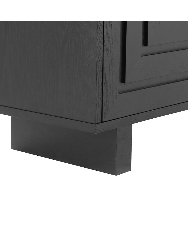 Streamdale Furniture Modern 4-door storage cabinet with ash veneer and Black finish