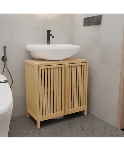 Streamdale Furniture Natural bamboo large capacity basin cabinet