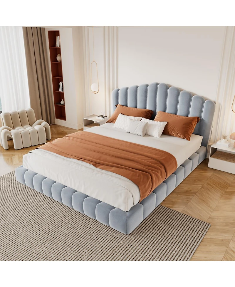 Streamdale Furniture Bed Frame with Shell-Shaped Headboard