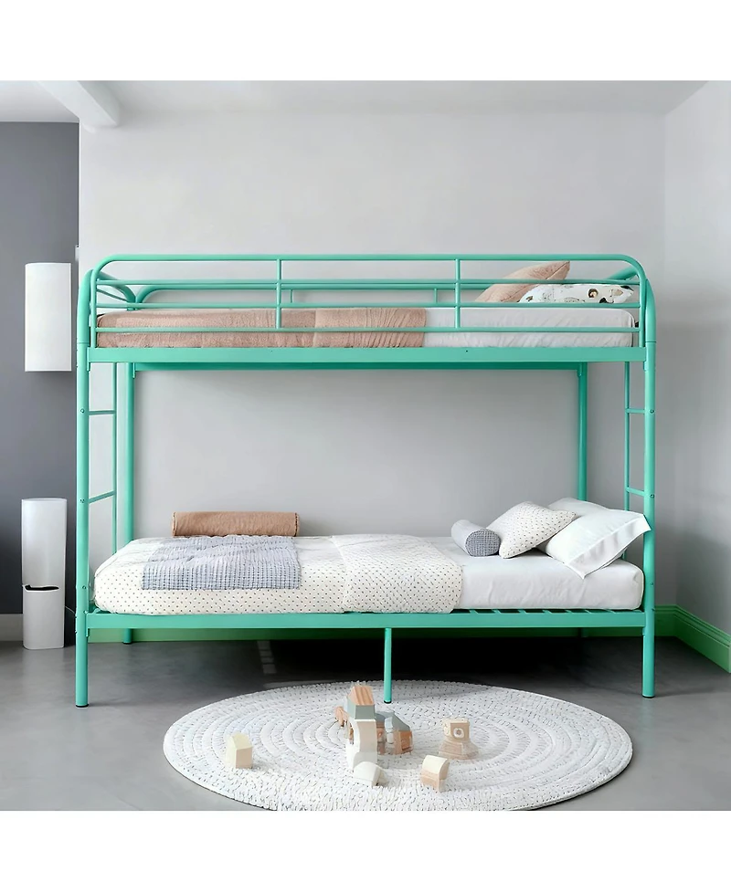 Streamdale Furniture Metal Twin Over Twin Bunk Bed with 2 Ladders & Guardrail, Easy Assemble