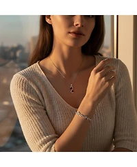 Bling Jewelry Romantic Red Infinity Heart Necklace and Cz Multi-Heart Bracelet Jewelry Set Sterling Silver