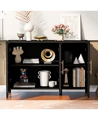 Streamdale Furniture Three-door Storage Cabinet with Metal Handles