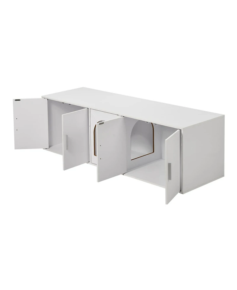 Zeus & Ruta White Hidden Wooden Cat Litter Box Enclosure