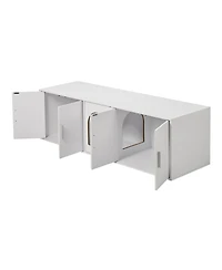 Zeus & Ruta White Hidden Wooden Cat Litter Box Enclosure