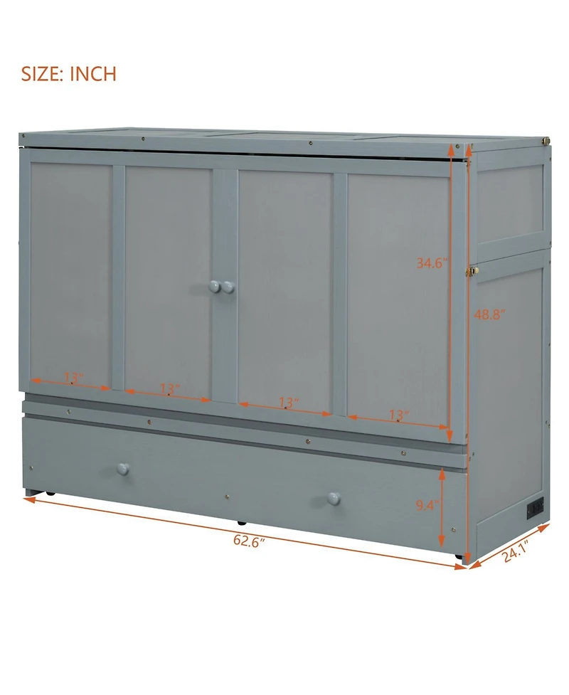 Streamdale Furniture Queen Murphy Bed with Usb Port and a Large Drawer