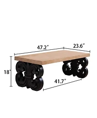 Streamdale Furniture Black Scroll Coffee Table - 47" Rectangular Wood Farmhouse Table