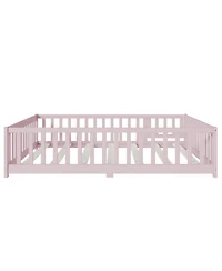 Streamdale Furniture Rubberwood, Engineered wood Full Size Floor Bed with Fence & Door