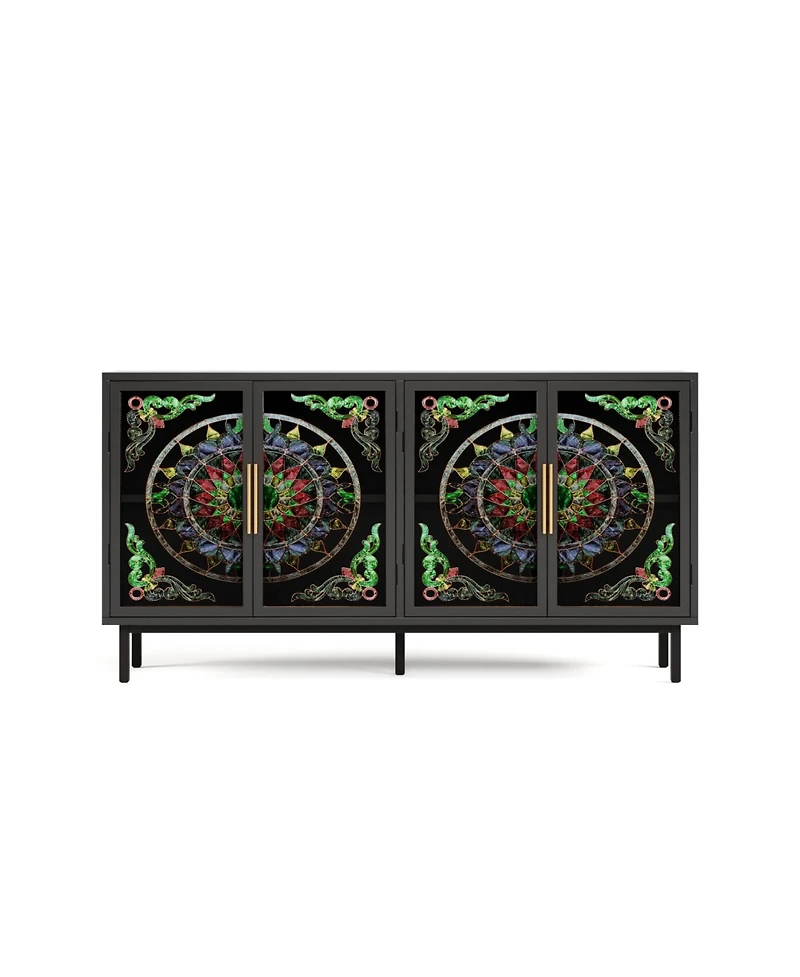 Streamdale Furniture Streamdale Decorative 4-door cabinet with painted glass and metal frame