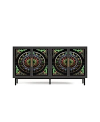 Streamdale Furniture Streamdale Decorative 4-door cabinet with painted glass and metal frame