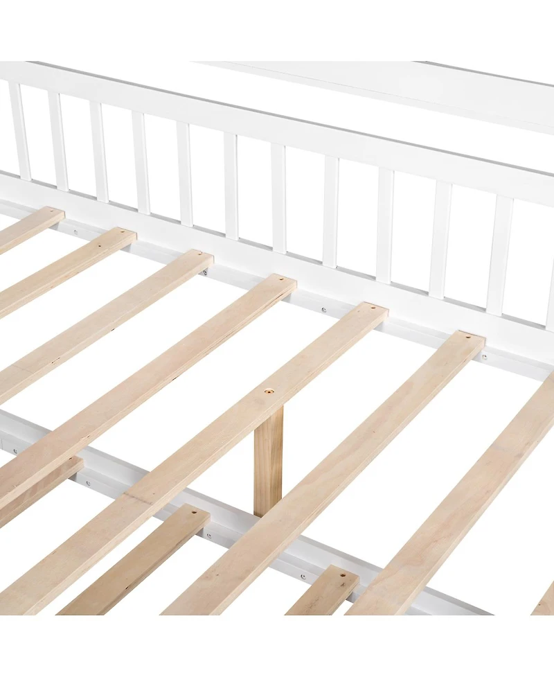 Streamdale Furniture Wooden Full Size House Bed with Twin Size Trundle, Kids Bed with Shelf