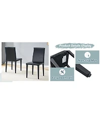 Streamdale Furniture Minimalist Pu Leather Dining Chair with Metal Legs