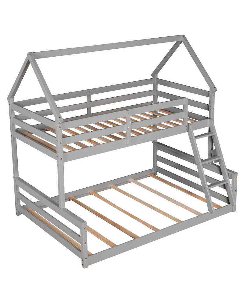 Streamdale Furniture Twin over Full House Bunk Bed with Built-in Ladder