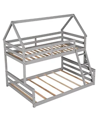 Streamdale Furniture Twin over Full House Bunk Bed with Built-in Ladder