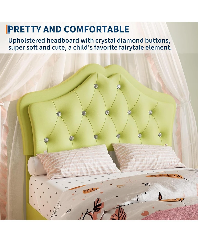 Gaomon Twin Upholstered Bed Frame with Led Headboard Lights & Storage Drawer, Noise Free, Platform for Kids and Teens