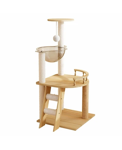 Zeus & Ruta 41.3" Wood Cat Tree - Top Perch + Condo