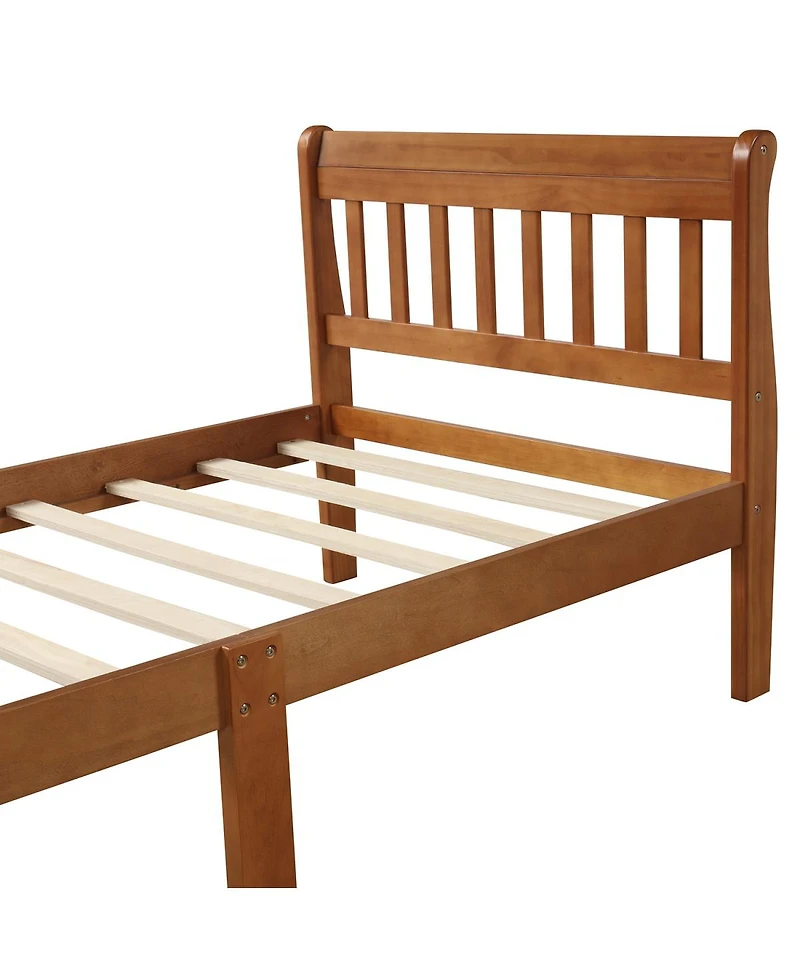 Streamdale Furniture Wood Platform Bed Twin Sleigh Bed Frame with Headboard/Footboard