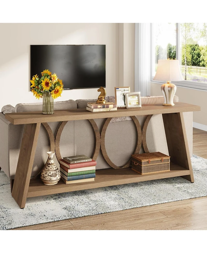 Tribesigns 70.9 inch Extra Long Console Table, Farmhouse Sofa Table Behind Couch with 2 Tier Storage Shelf, Narrow Entryway Hallway Accent Table