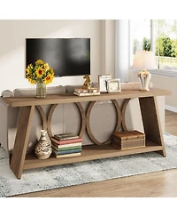 Tribesigns 70.9 inch Extra Long Console Table, Farmhouse Sofa Table Behind Couch with 2 Tier Storage Shelf, Narrow Entryway Hallway Accent Table