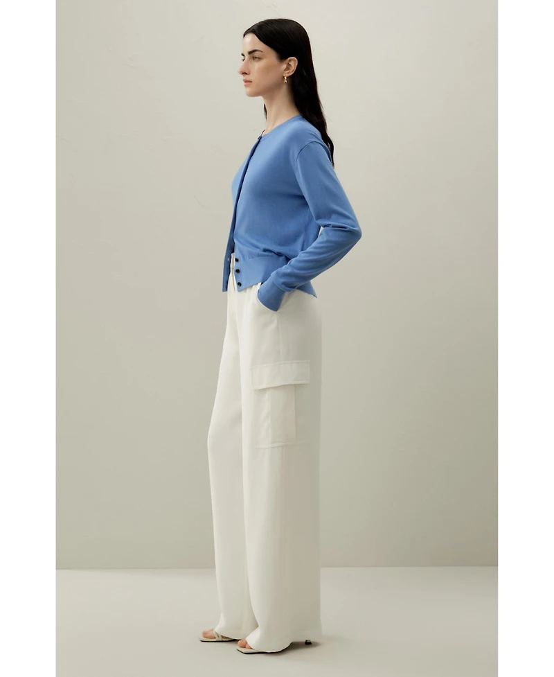 Lilysilk Women's Round-Neck Silk Cashmere Cardigan