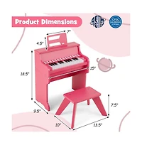 Hongge Kids Digital Piano Keyboard with Lighted Teaching Mode and Bench for Musical Learning