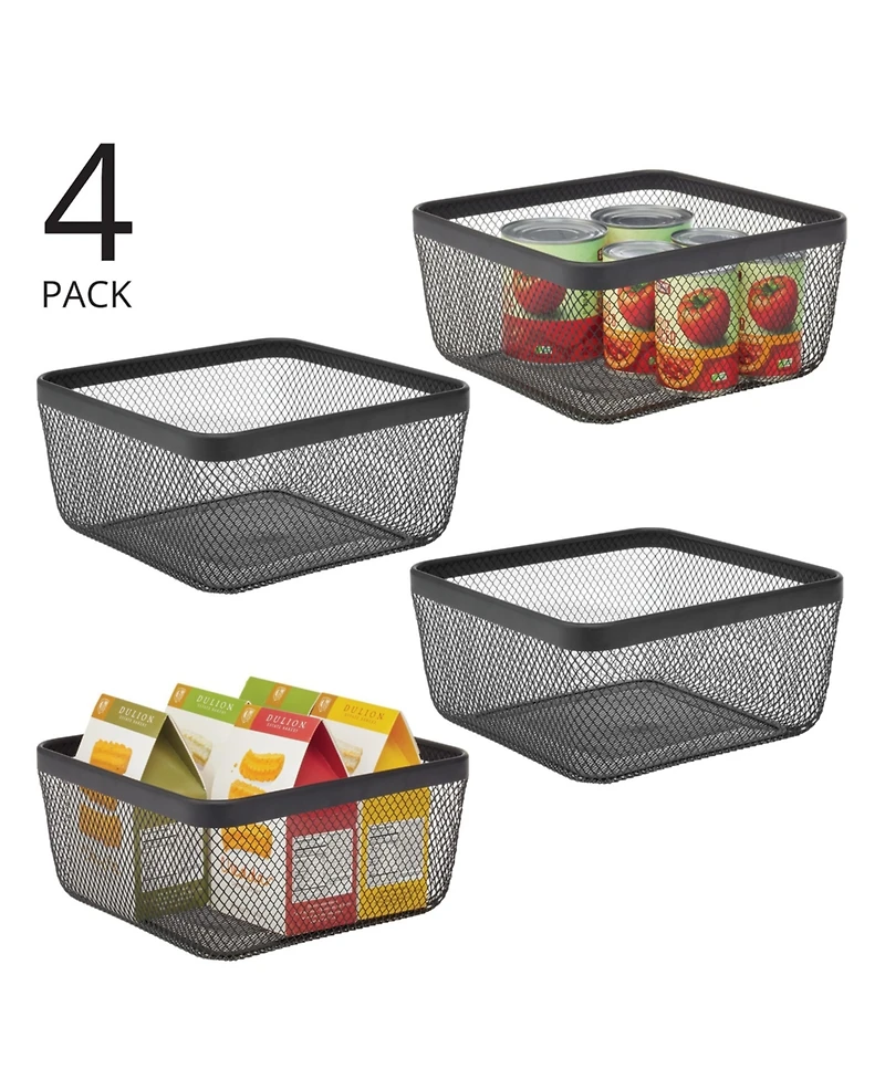 mDesign Metal Mesh Pantry Basket for Kitchen Storage