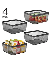 mDesign Metal Mesh Pantry Basket for Kitchen Storage