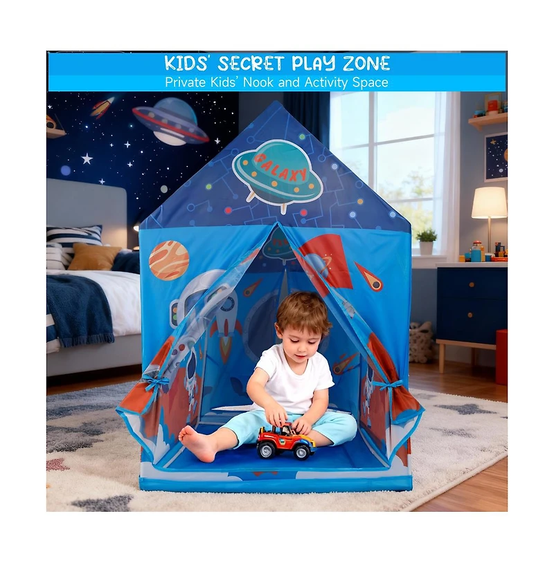 Bruce & Shark Space Themed Play Tent for Kids, Large Playhouse with Easy Setup