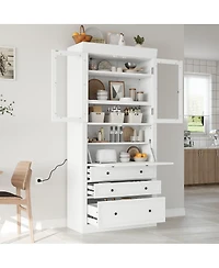Streamdale 36x16.5x78inch Freestanding Kitchen Pantry Storage Cabinet with 3 Drawers, White