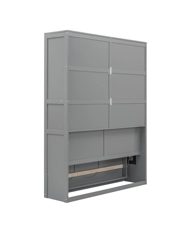 Streamdale Furniture Queen Size Murphy Bed Wall Bed with Shelves, Gray