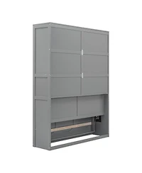 Streamdale Furniture Queen Size Murphy Bed Wall Bed with Shelves, Gray