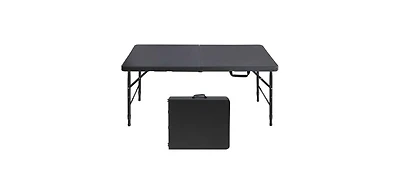 gaomon Folding Table 4FT, Heavy Duty Portable Plastic Folding Table with Handle, Anti-Slip Feet, Waterproof, Easy to Clean, Adjustable Height