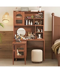 Streamdale Computer Desk with Rotating Desktop, Storage Drawer & Cabinets