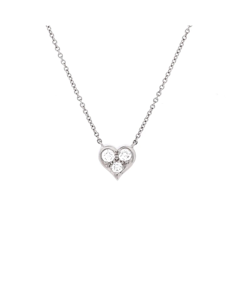 Pre-Owned Tiffany & Co Heart 3 Diamond Pendant Necklace