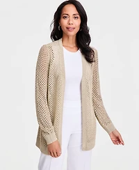 Jm Collection Women's Lurex Open-Work Open-Front Cardigan, Macy's Exclusive