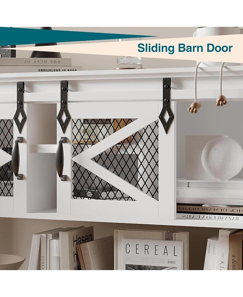 gaomon 46" Farmhouse Entryway Console Table with Sliding Barn Door & Ample Storage Shelf - Narrow Rustic Wooden Sofa Table for Living Room and Foyer