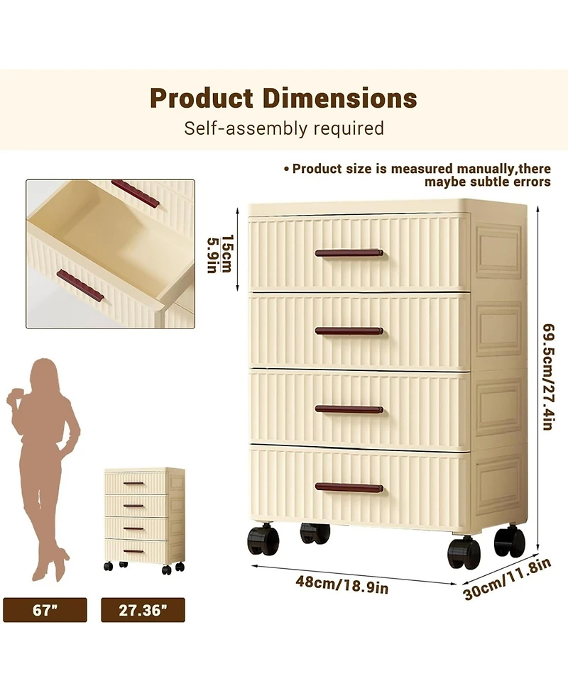 gaomon Plastic Storage Drawer Cart