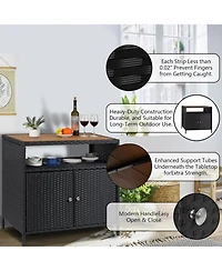 gaomon Versatile Outdoor Wicker Storage Cabinet with Shelf & Weather-Resistant Patio Bar Table – Convenient Access for Patio, Pool, Garden