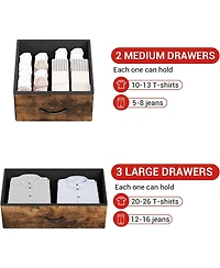 gaomon 5 Drawer Dresser, Tall Dresser for Bedroom, Storage Organizer with Fabric Bins, Wood Top, Sturdy Steel Frame, Easy Pull Handle, Hallway