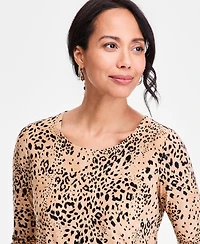 Jm Collection Petite Relaxed-Fit Crewneck Printed Top, Macy's Exclusive