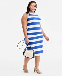 On 34th Trendy Plus Striped High-Neck Sleeveless Midi Dress, Macy's Exclusive