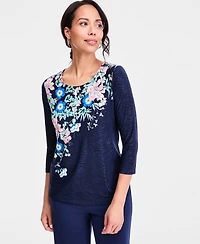 Jm Collection Petite Crewneck Pull-On Top, Macy's Exclusive