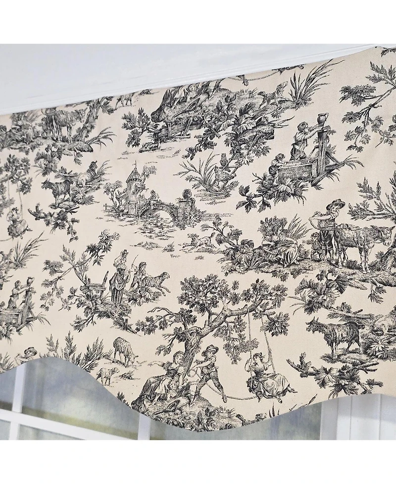 Rlf Home Tradition Provance 100% Cotton Rod Pocket Lined Window Valance 50" x 15" Black